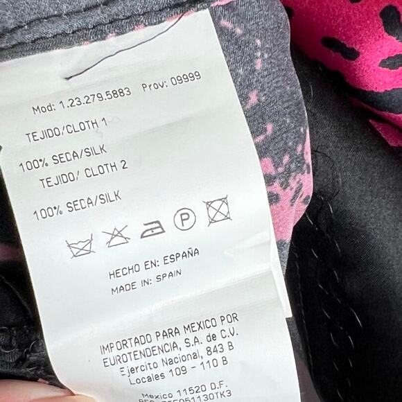 Roberto Verino 100% Silk Top 10 Black Pink Floral Boat Neck Chic Designer Blouse - Picture 7 of 10